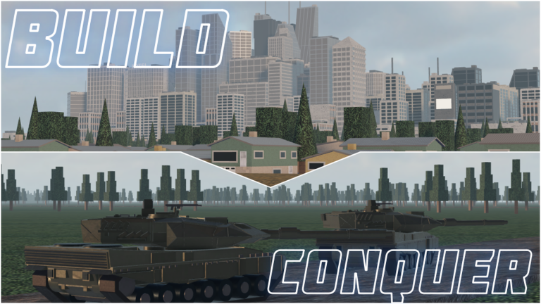 Build and Conquer Roblox official thumbnail — city and industry overview
